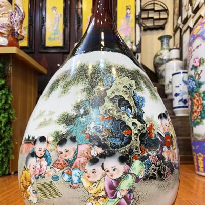 Bình cổ hút họa tiết 2 mặt Hoan Thiên Hỷ Địa - Cửu Tử Phan Đào